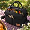 Oxford Cloth Picnic Bag with Zipper Multi-Compartment Portable Lunch Cooler Bag with Adjustable Shoulder Strap and Dual Handles for Outdoor Use