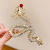 "Elegante Fermaglio per Capelli Anno del Drago: Pinza per Capelli a Forma di Squalo Stile Cinese con Strass di Alta Gamma per Donne"