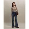 Women's Slim Fit Contrast Stripe Long Sleeve Knit Top for Autumn/Winter 2023