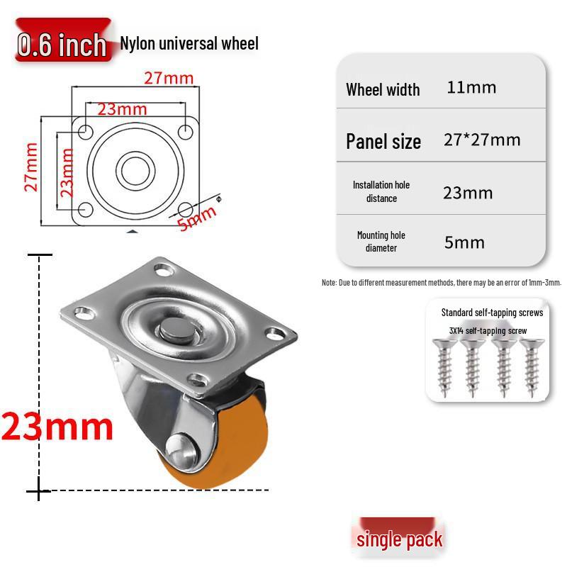 Silent 1-inch Swivel Caster for Tatami Drawer Cabinet with Rubber Wheel