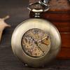 Antique Smooth Mechanical Pocket Watch Fob Chain Arabic Numerals Vintage Hand Wind Watch Skeleton Pendent Men Women Gift Clock