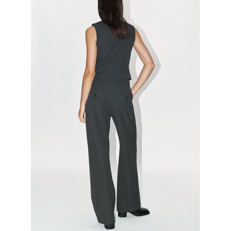 Spring New V-neck Sleeveless Vest Short Vest 9209807 High Waist Casual Straight Pants 9205807