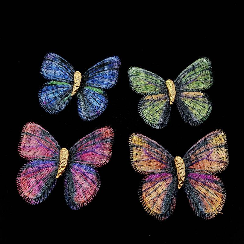 .1Pc Gradient Embroidered Butterfly Chest Flower Vintage Brooch For Women Unisex Exquisite Clothing Bag Accessories Pins Jewelry