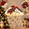 Snowflake Puff Hanging Decoration Lighted LED Felt Christmas Decor Ready to Hang