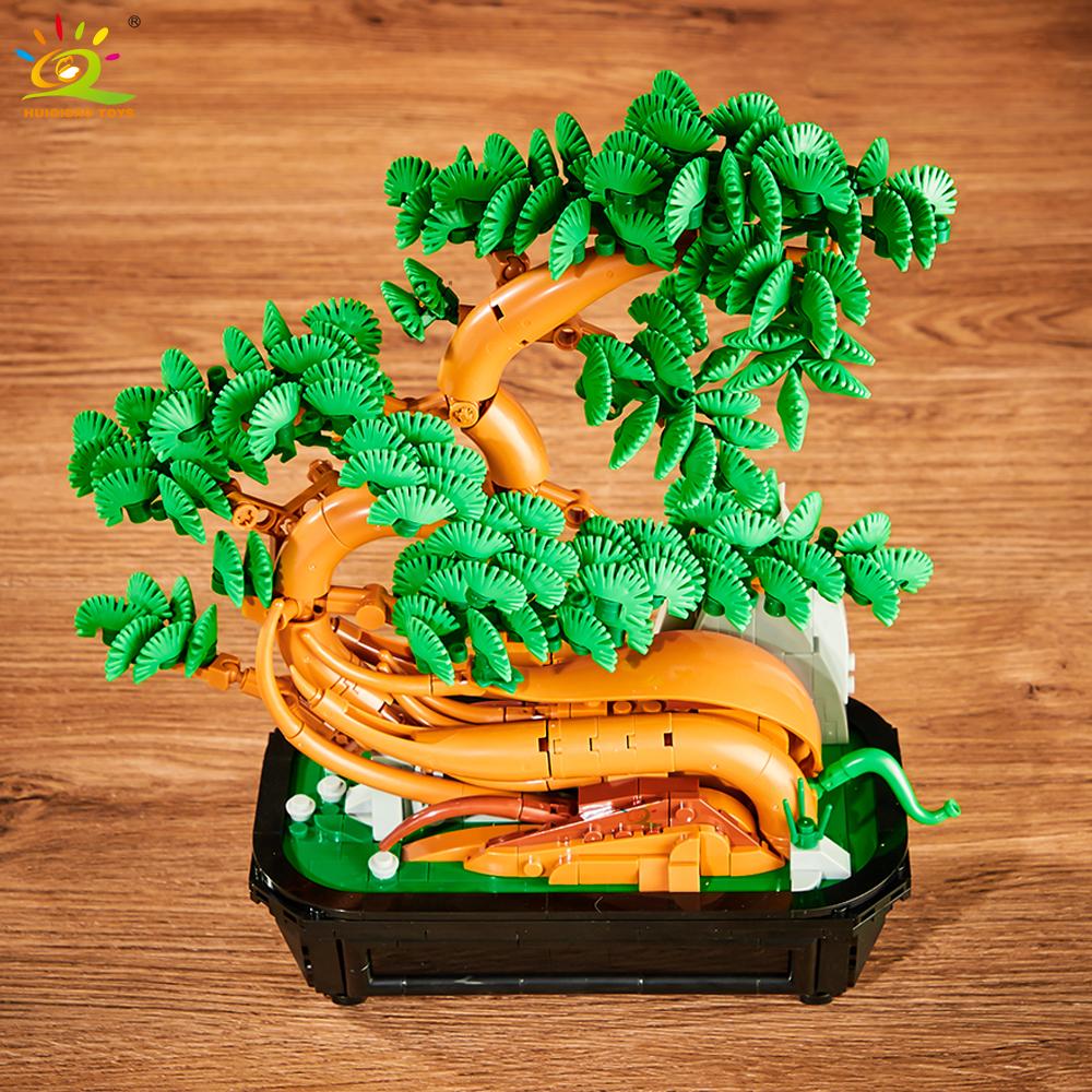 1023Pcs Moc Maple Pine Red Maple Leaves Bonsai Model Micro Building Block Brick Kits Toy For Children Home Decoration