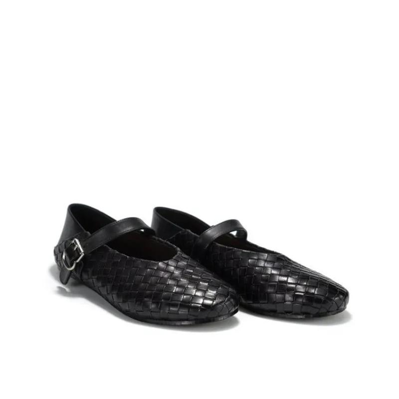 

Модные новые балетки женские с круглым носком, с мелким верхом, высококачественные, повседневные, из мягкой кожи, длинные женские туфли 40 чёрный