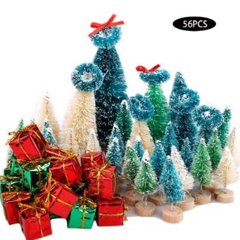 8/12pcs Mini Wooden Christmas Trees Artificial Christmas Tree For Xmas Tabletop Ornaments Christmas Decorations 2025 Navidad