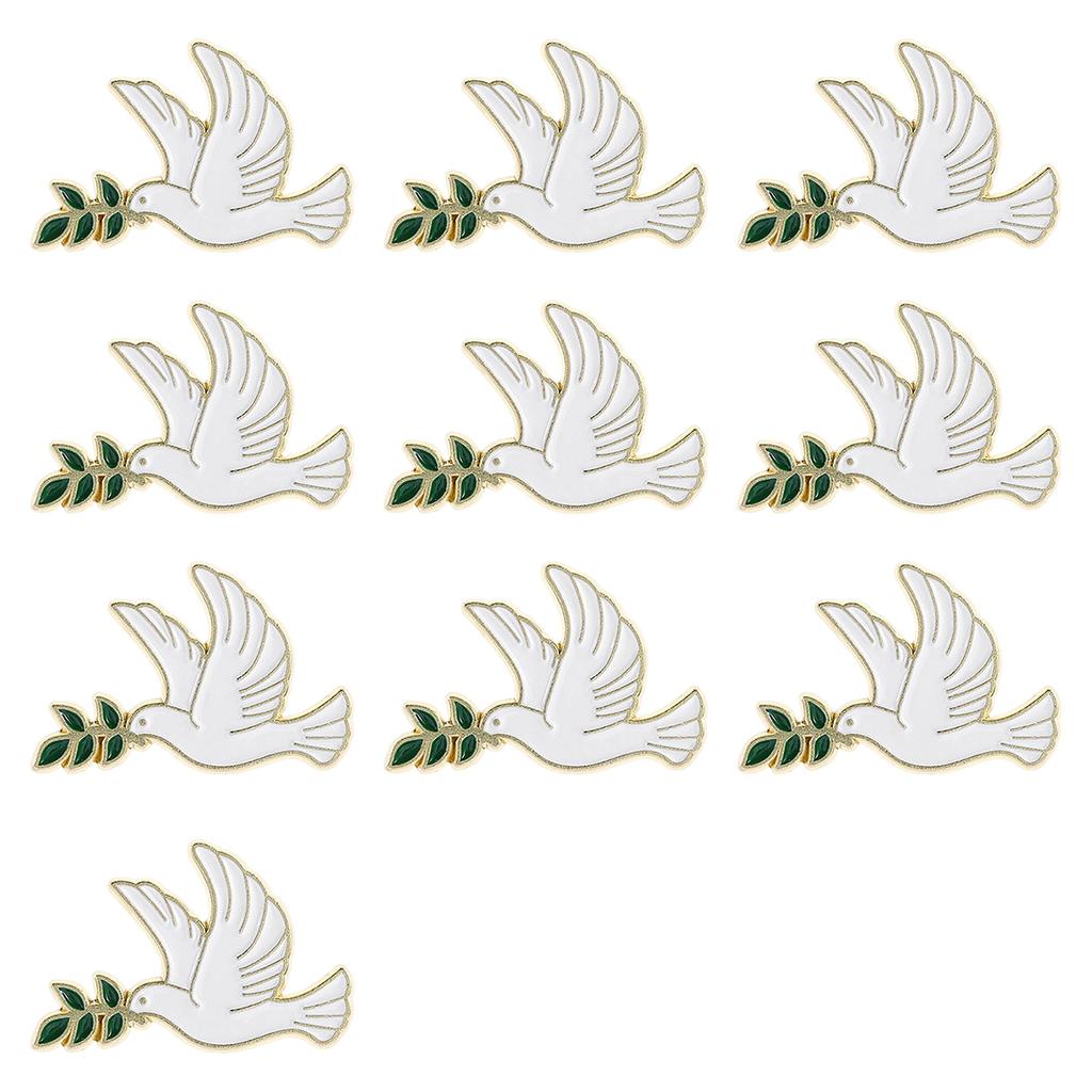 10Pcs Secure Pin Peace And Tree Branch Detail Brooch Stylish Design Badge Pin For Casual Outfits Professional Clothing