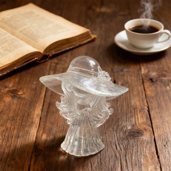 Yousheng Klarsichtiger Harz Mädchen Figur Geschnitzt Retro Schlapphut Damen Statue Skulptur Heim Büro Schreibtisch Dekoration Ornament