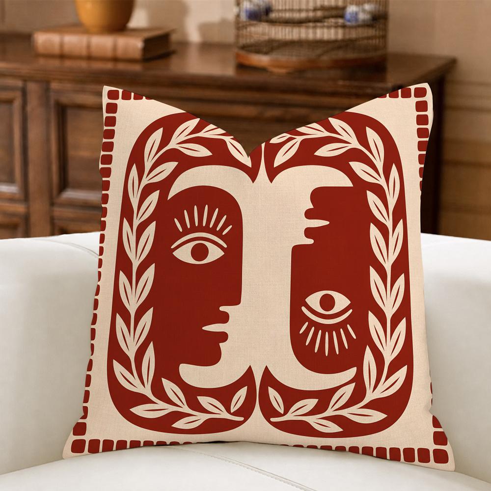 Whimsical Sun Moon Animal Cushion Cover Natural Breathable Durable Linen Printed Decor Pillow Case Sofa Bedroom