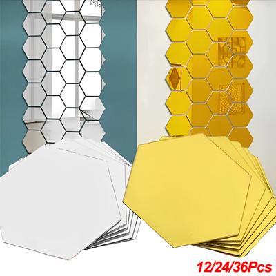 3/36Pcs 3D Spiegel Wandaufkleber Acryl Hexagon Selbstklebende Fliesen Aufkleber Abnehmbare DIY Home Wohnzimmer Dekor Wandaufkleber