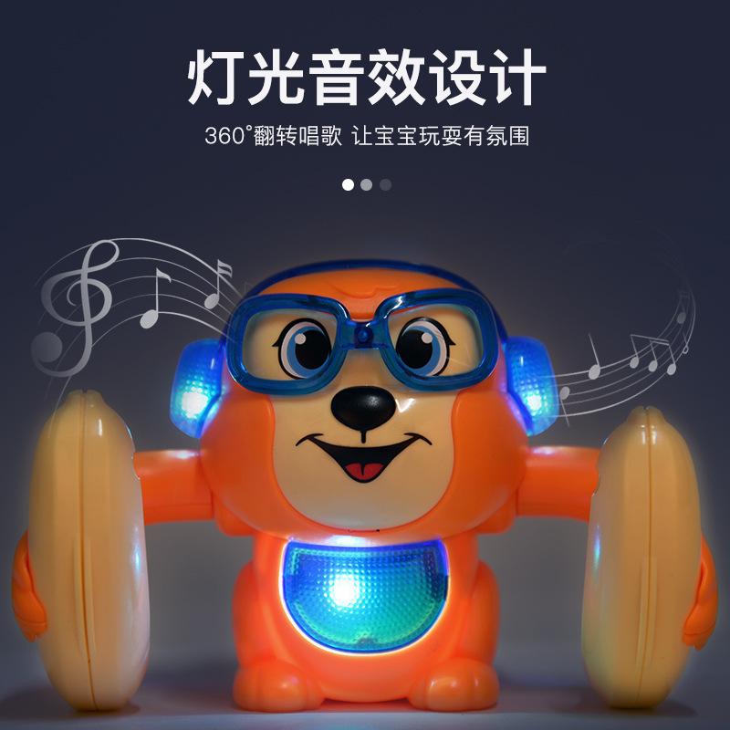 Banana Tumbling Monkey Voice-Activated Induction Music Tipping Monkey Cartoon Somersault Little Monkey Children'S Electric Toy