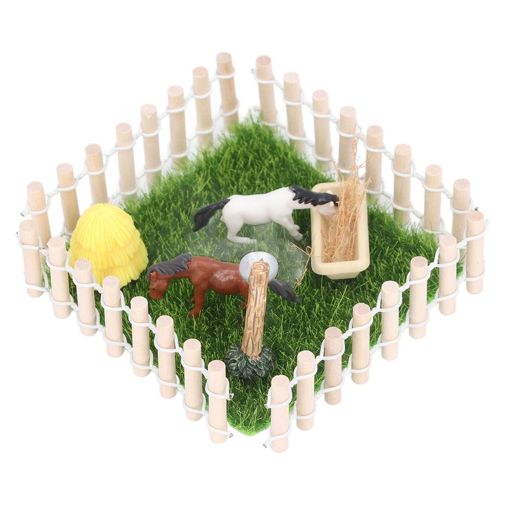 1 : 12 Scale Fence Horse Stable Model Miniature Ranch Model Decorative Racecourse Model Small Horse Barn Toys