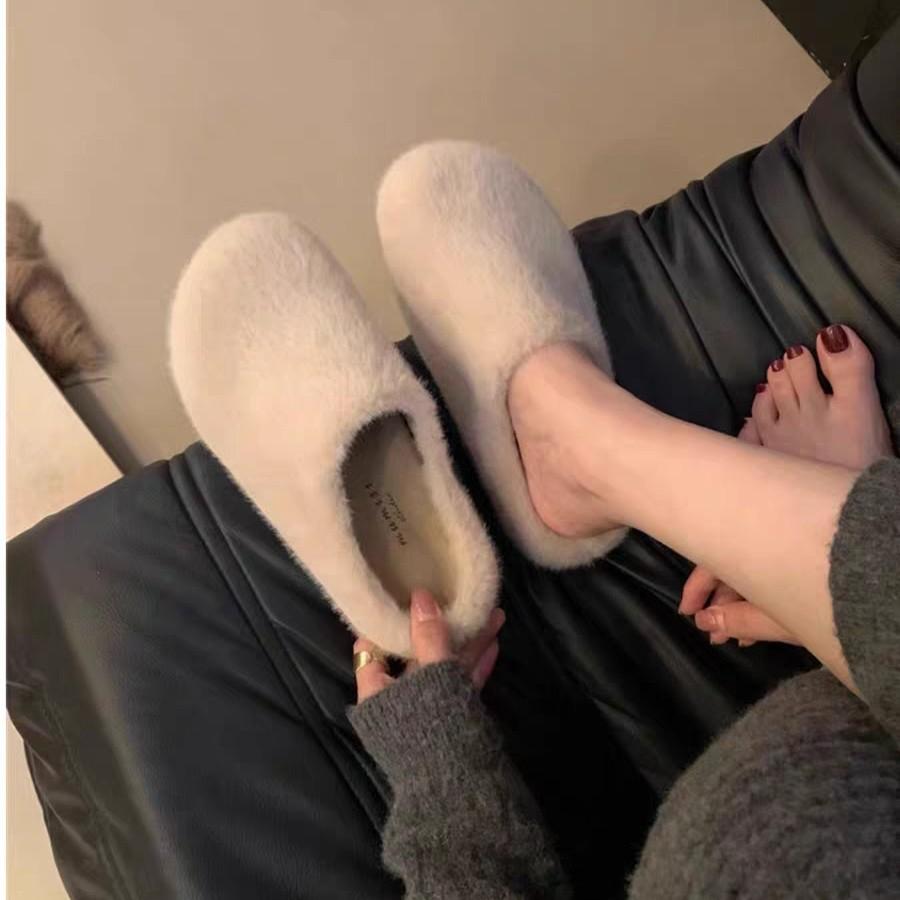 Internet celebrity explosion leopard print bag head hair slippers women wear 2025 autumn and winter new lazy one pedal thick bottom half tray