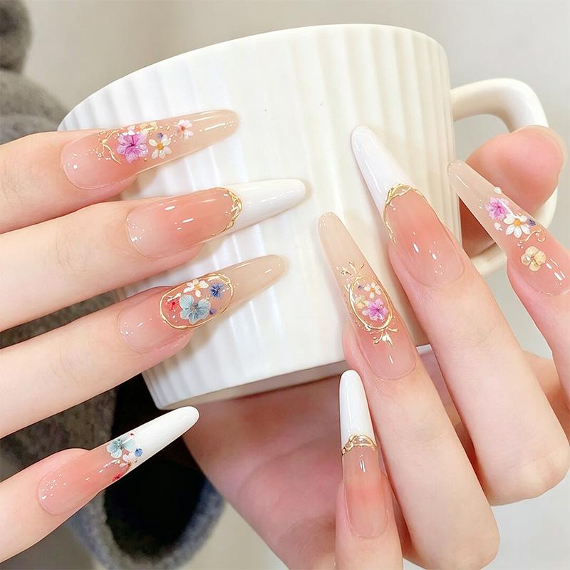 1pc Floral Nail Stickers Decals Gold Foil Flower Self-Adhesive Nail Stickers For DIY Manicure Salon Decor