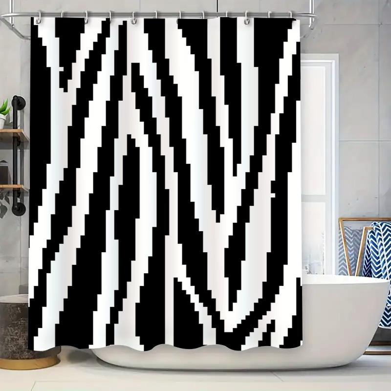 

Modern Black White Shower Curtain Waterproof Bath Rug Decoration Home Decor Bathroom Accessories W60H190(CM)-1 Pcs