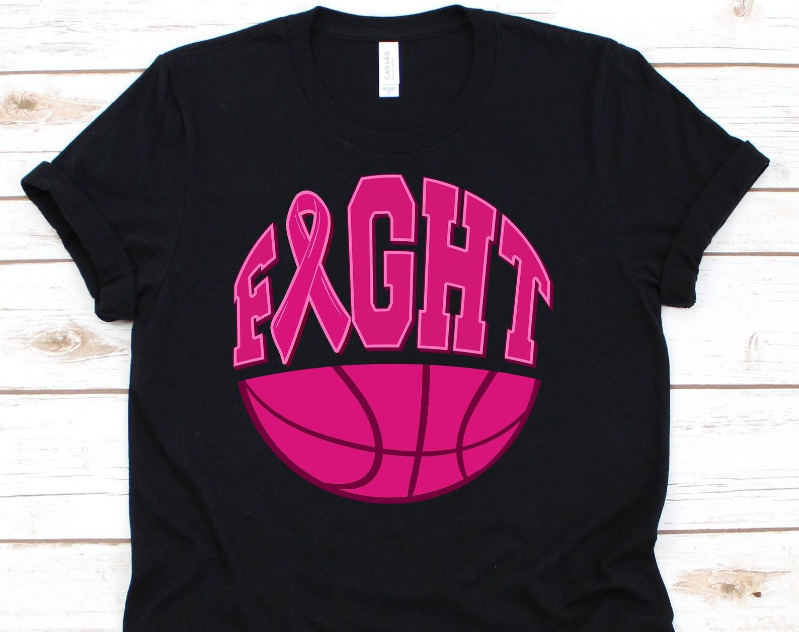 Fight Cancer Basketball Shirt, Cancer Awareness For Breast Cancer Warrior Fighter, Pink Ribbon Tshirt For Breast Cancer Basketball Supporter S