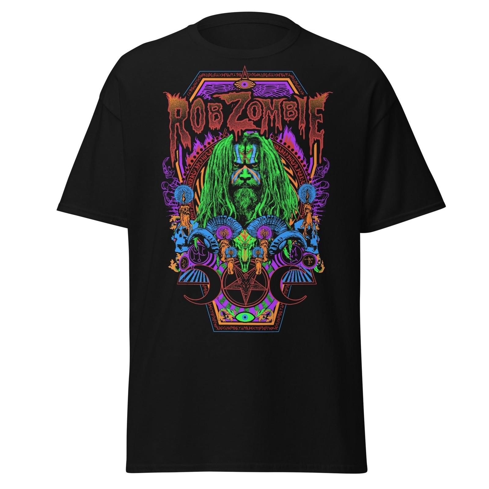 Stakes Rob Zombie Pyschedelic Jumbo Print T-Shirt T-Shirt Black New XL