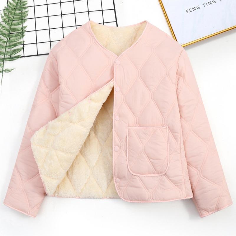 Chinese Women's Fashion Cotton-padded Jacket Warm Liner Mother Outfit Winter Home Cotton-padded Jacket with Fleece Integrated Casual Jacket