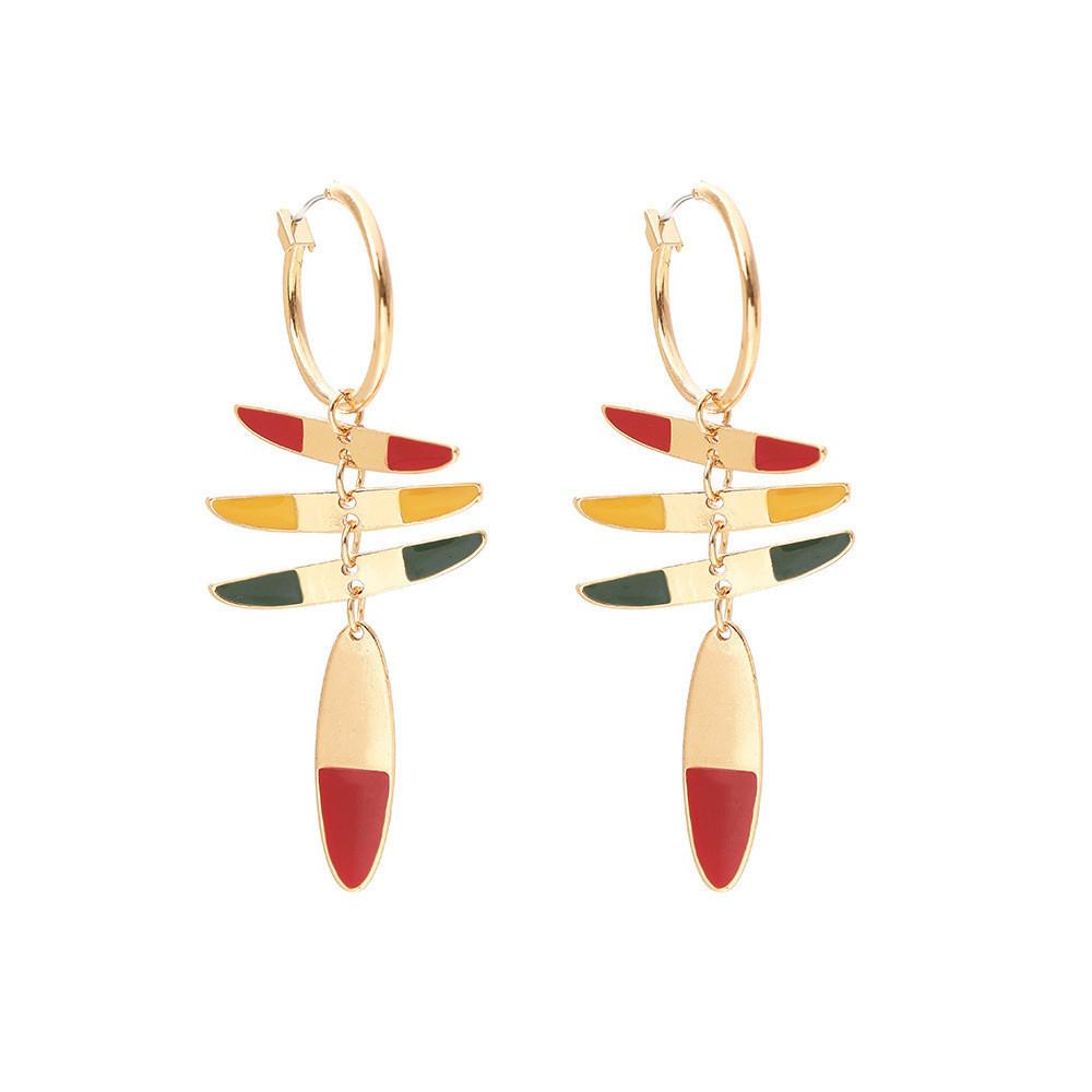 Fashionable Geometric Statement Earrings Colorful Alloy Trendy Street Style