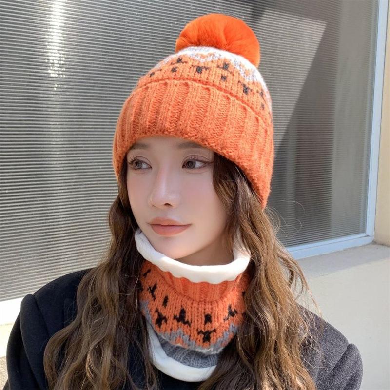 Hat Women's Winter Warm Thickened Versatile Wool Hat Casual Fashion Hairball Knitted Hat Personalized Pullover Hat Women's Tide