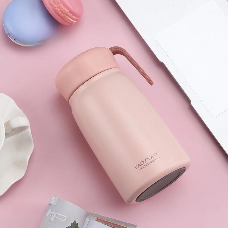 350ml Portable Stainless Steel Insulated Bottle with A Large Belly and Accompanying Gift Water Cup for Men and Women