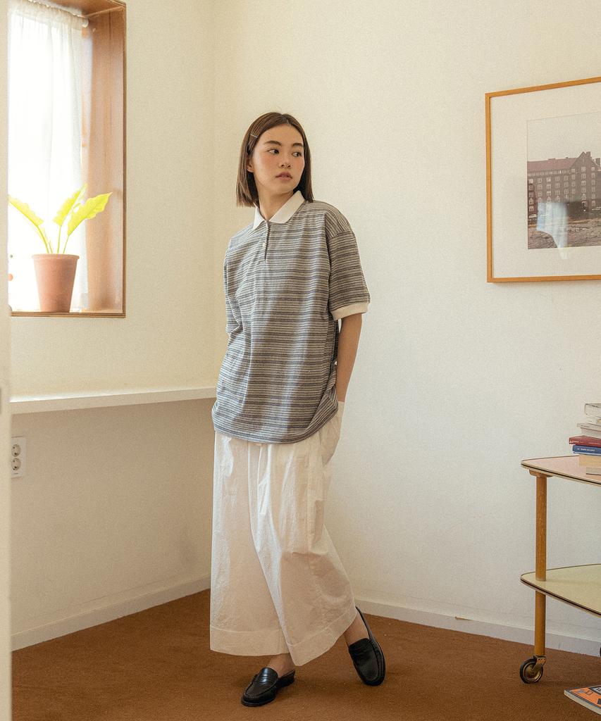COTTON BELL Belt Cuff Wide Pants - White