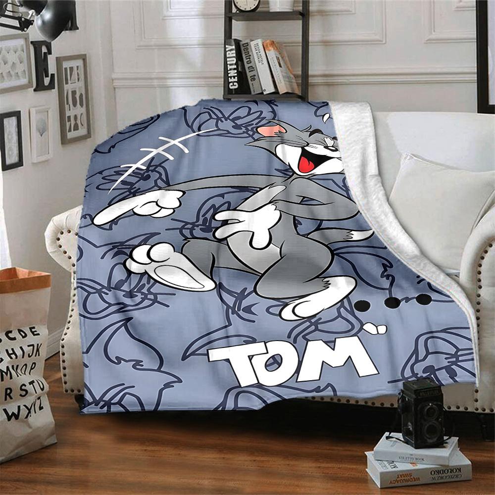 1pc Tom Jerry Flannel Throw Blanket - HD Printed Lightweight Soft Warm All-Season Blanket for Sofa, Bed, Travel090