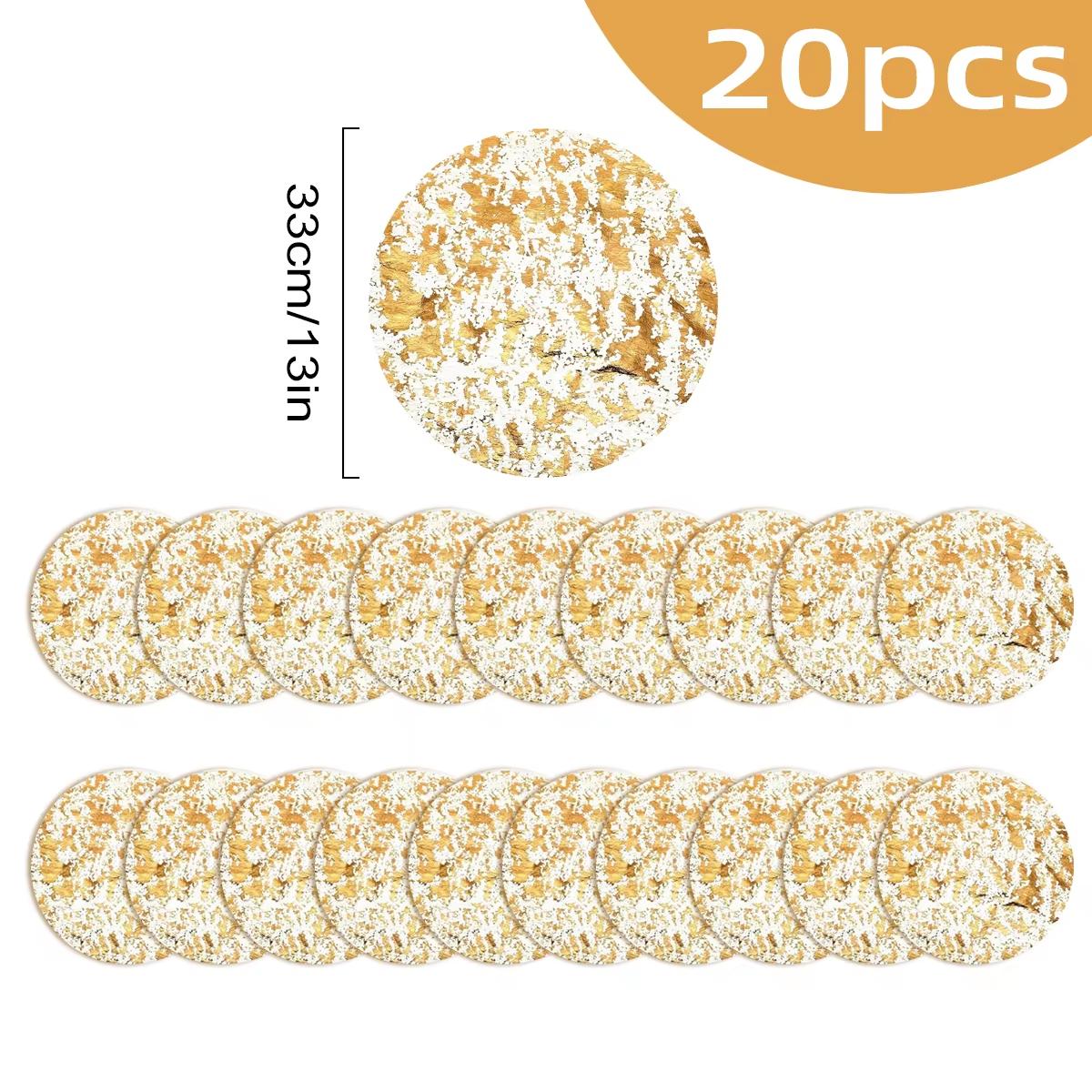 

Leeseph Disposable Gold Placemats Set, 13 Inch Round Gold Foil Table Mats for Christmas Party Home Decoration Dining Table 33CM&Round