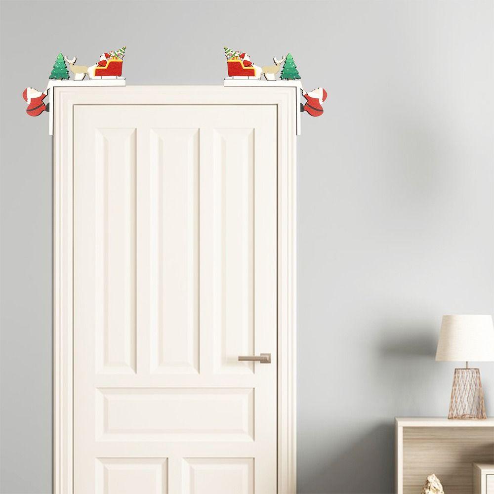 Santa Claus Xmas Door Corner Sign Wooden Door Pendant Creative Door Frame Decoration