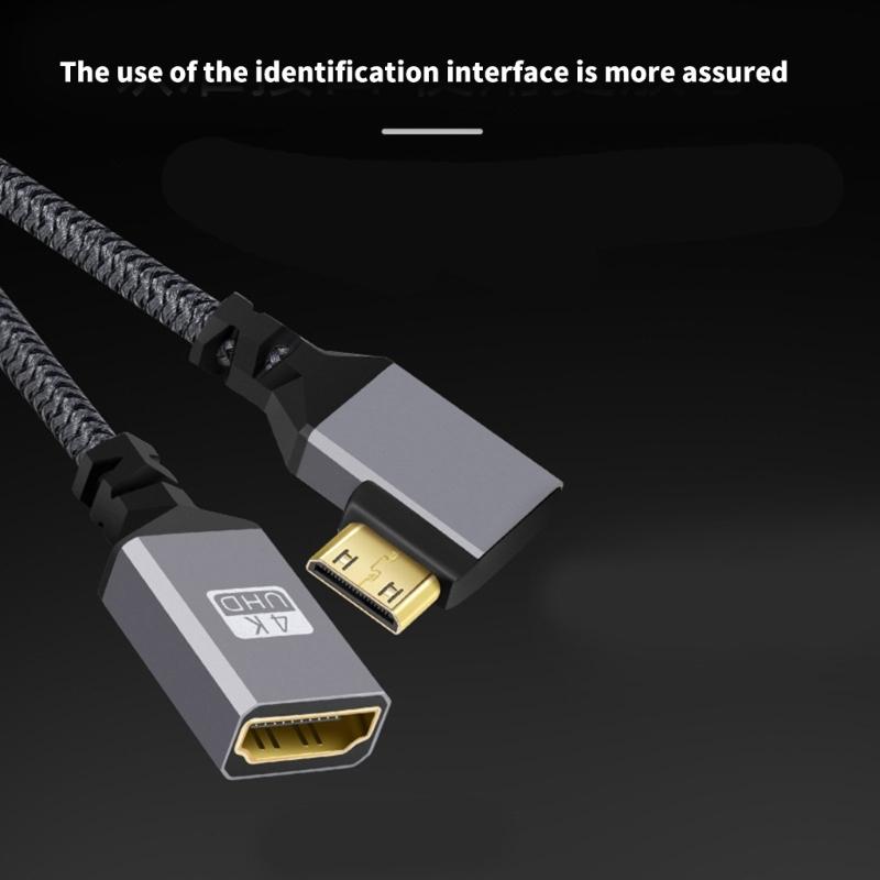 Compactly 90Degree Connectors Mini HDMIs To HDMIs Cord For Cameras Tablets Highly speed Data Transmission Accessories 15cm