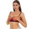 Womens Patent Leather 1/3 Cup Underwired Bra Floral Lace Brassiere Lingerie Underwear Honeymoon Gift