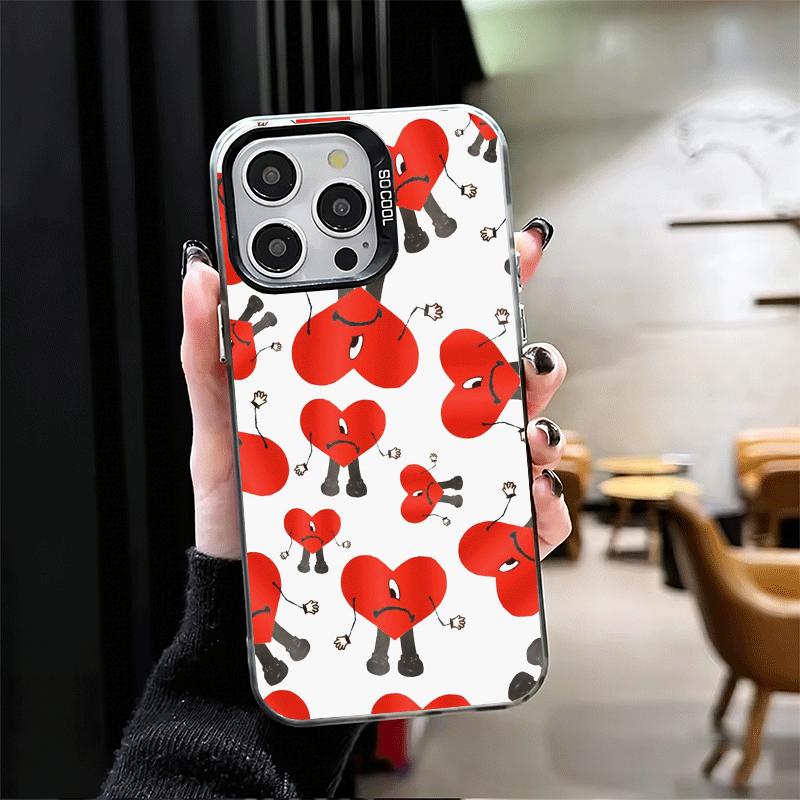 Bad Bunny Heart Shockproof Phone Case for iPhone 17 Air 16 16E 15 Pro Max 14 Plus 13 Mini 12 Back Cover Anti Fall Fundas