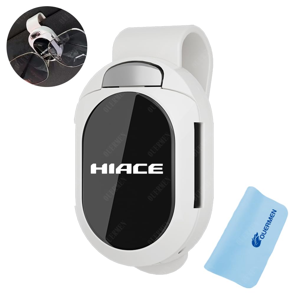 Eyeglass Holder for Cars, Sunglasses Clips, Storage for Cars, Eyeglass Holder, Easy Installation, 1 Piece, Black (White, Applicable To HiAce)