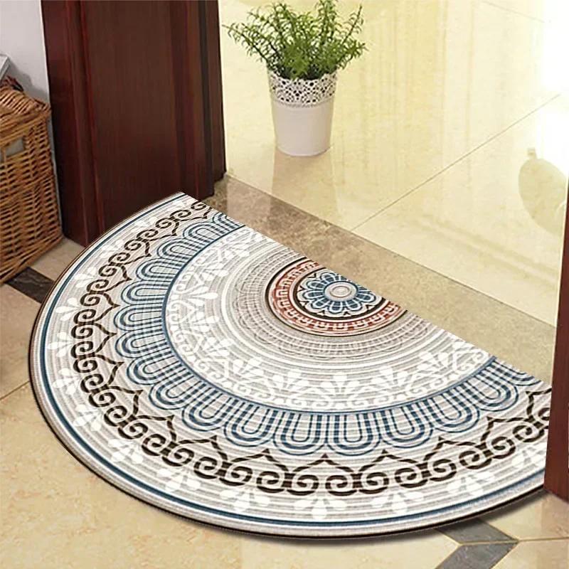 1PC Retro Door Rug Semi-circular Floor Mat Entrance Door Rugs Non-slip Absorbent Bathroom Mat Room Home Decoration Hogar Tapete