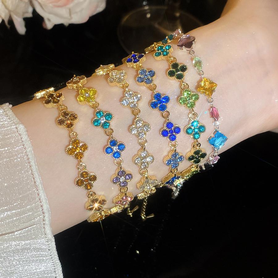 Elegant Floral Jewelry Bracelet For Women With Alloy And Crystal Accents
