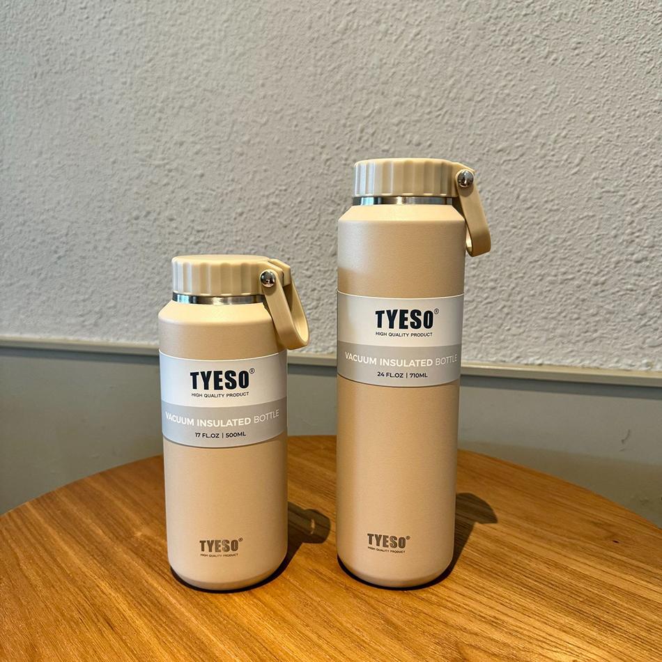 TYESO Vacuum Insulated Bottle Outdoor Sports Thermal Kettle Portable Handle 304 Stainless Steel Hot and Cold Drinking Water Cup