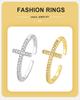 Vnox Unique Hyperbolic Design Silver Gold Color Cross Open Adjustable Ring for Women Shine Zircon Party Bands Jewelry Gifts