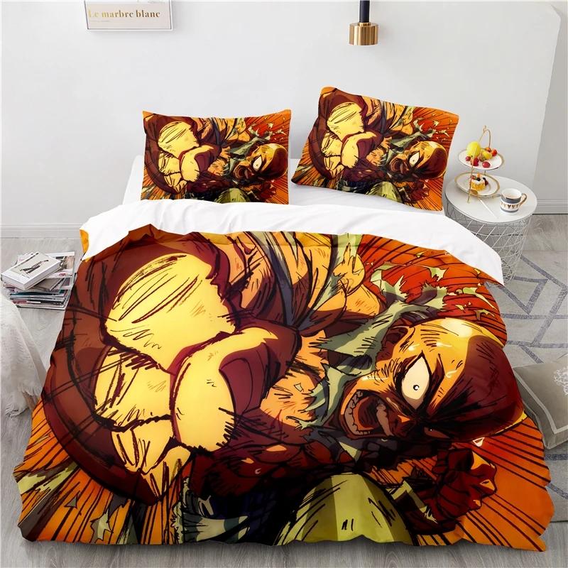 Japan Anime ONE PUNCH-MAN 3D Pattern Duvet Cover Set with Pillowcase 2/3pcs Cartoon Bedding Sets Bed Linen Queen King Bedclothes