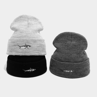 Neue Mütze für Herren und Damen, Hai-Stickerei, gestrickte Mütze, Herbst und Winter, Outdoor-Mode, Hip-Hop-Pullovermütze