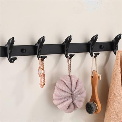 Tuqiu Black Dolphine Bathroom Robe Hook Wall Hooks Aluminum Kitchen Towel Hook  Black Key Hat Bag Hanger Holder Clothes Hook