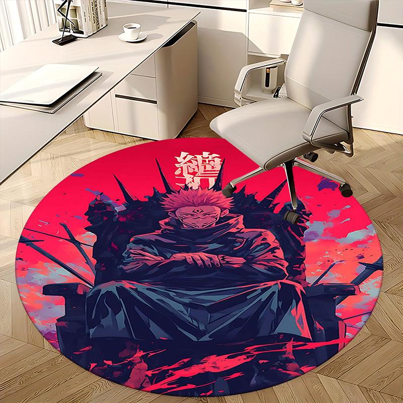 1pc Jujutsu Kaisen Satoru Gojo Round Carpet - Anime Design Chair Mat, Non-Slip Rug for Office, Home Decor, Living Room