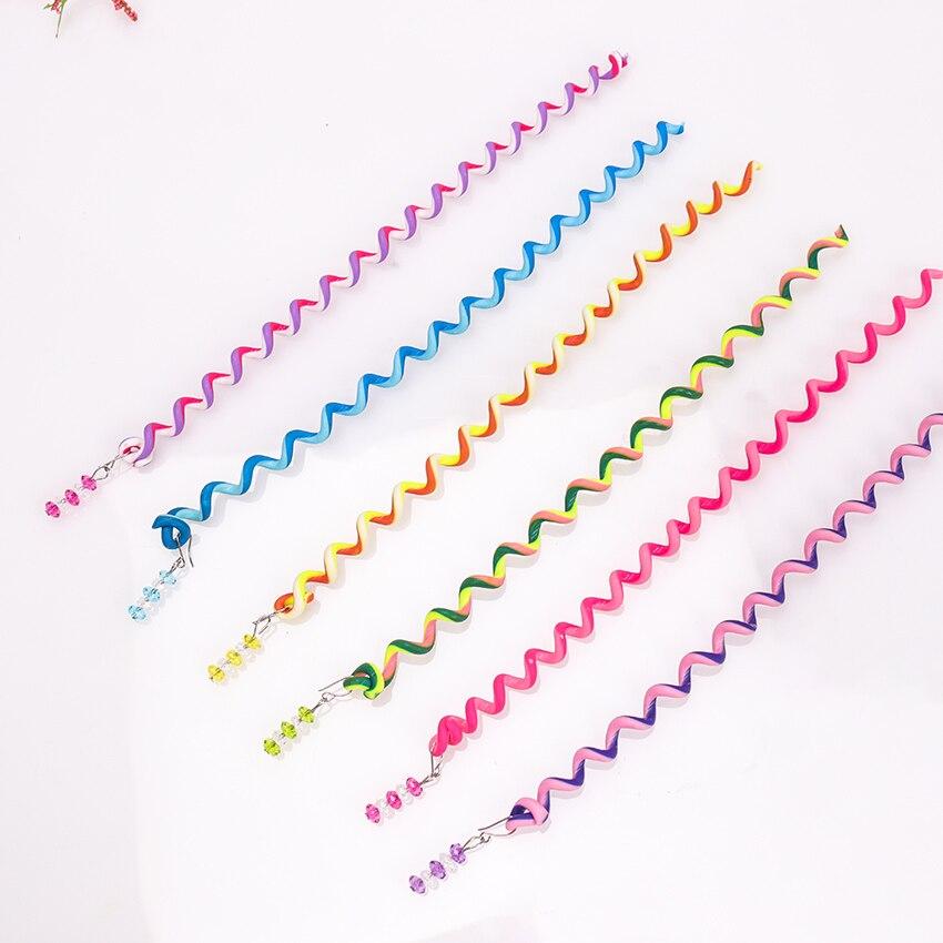 6PCS/lot Rainbow Color Headband Cute Girls Hair Band Crystal Long Elastic Hair Bands Headwear Hair Accessories