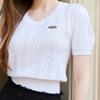 Egoist Heart V Neck Scalloped Short sleeVe Knit Es2okh04