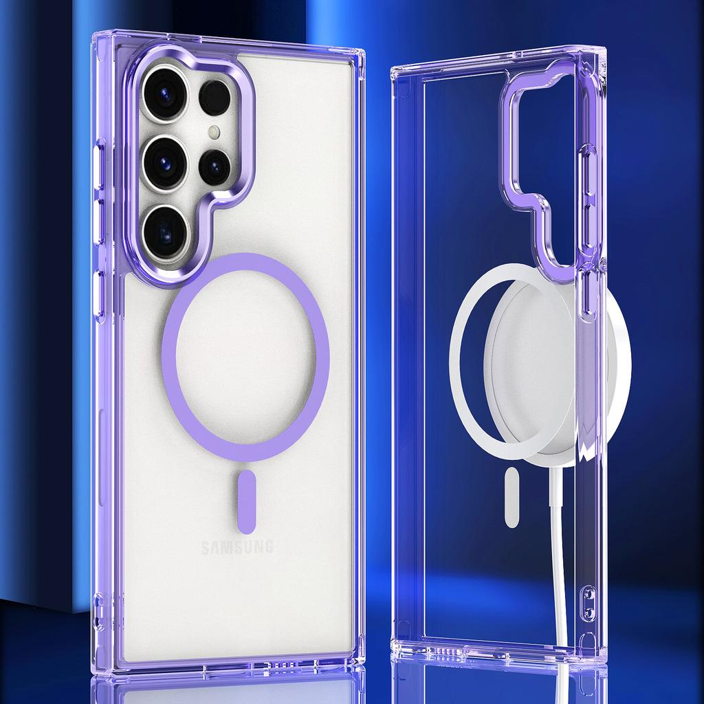 Gäller för Samsung S26Ultra ljus magnetisk mobilskal S25Ultra genomskinligt S24Ultra stötsäkert skyddsskal