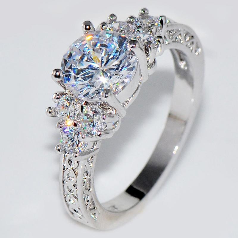 2Pcs brillantes diamantes de imitación brillante elegante Damas Anillos para una fiesta de aniversario