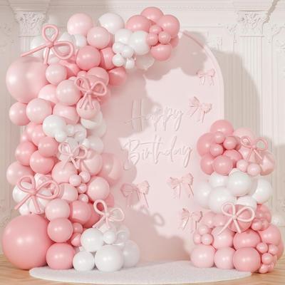 White Balloons Bow Set for Birthday and Valentine's Day Party Decoration