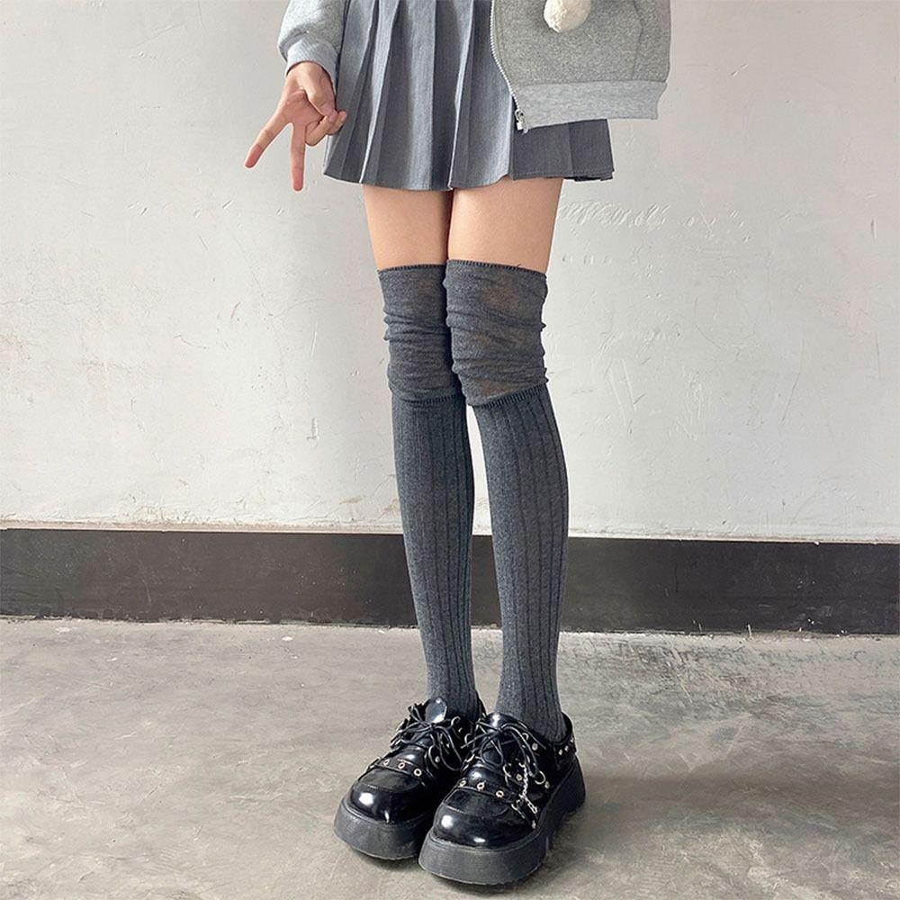Solid Color Women Long Socks Over The Knee Tall Tube Leggings Trendy Thigh High Stockings