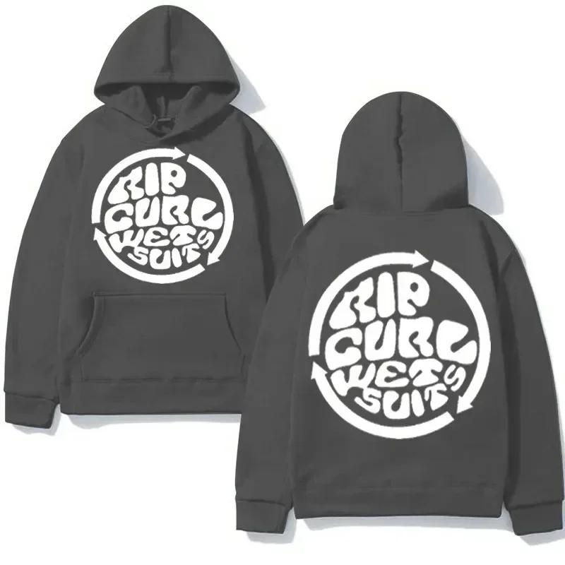 Neuer Herren-Hoodie Rip Curl Herren-Hoodie Wetty Land Y2K Lässiger Retro-Hoodie Übergroßes Oberteil mit Doppeltasche
