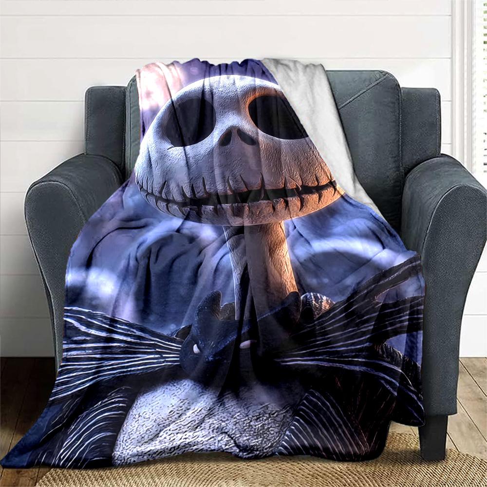 Jack Skellington Blanket Soft Warm Cozy Suitable for Chair Couch Sofa for All Seasons Digital Print Best Holiday Gift for Friends Family